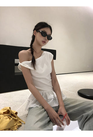 white hollow shoulder