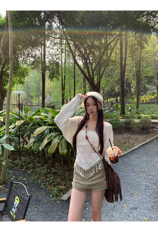 white knitted shirt