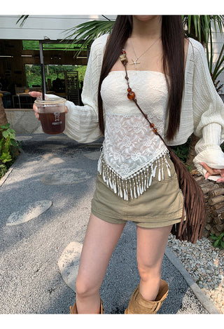 white knitted shirt