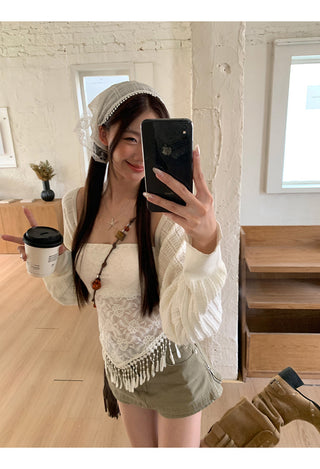 white knitted shirt