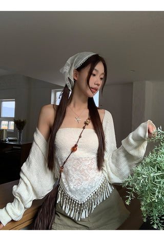 white knitted shirt