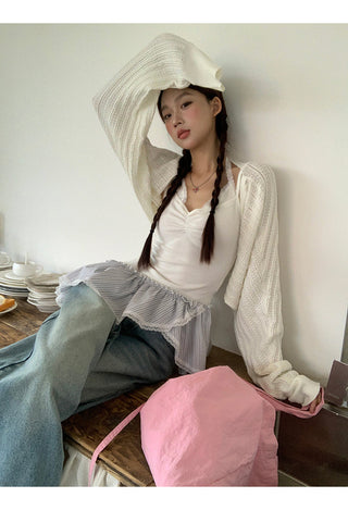 white knitted shirt