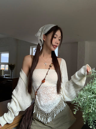 white knitted shirt