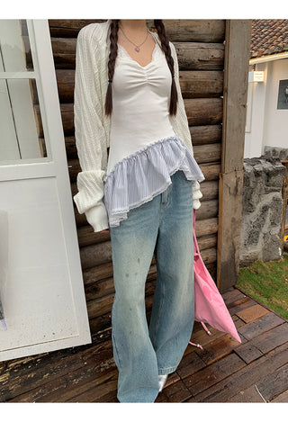 white knitted shirt