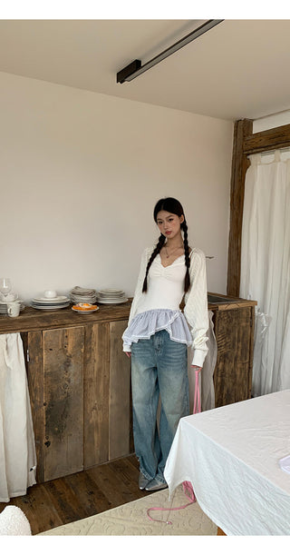 white knitted shirt