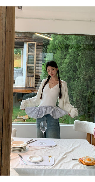 white knitted shirt