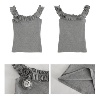 gray off-shoulder tee