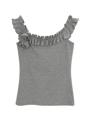 gray off-shoulder tee