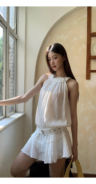 white halter dress
