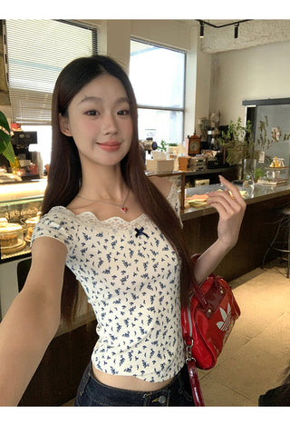 white floral tee