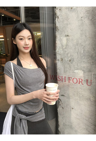 gray slim-fit tee
