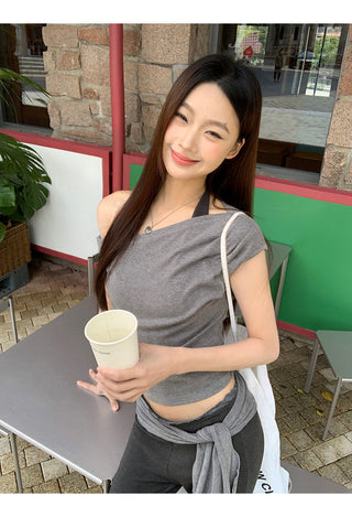 gray slim-fit tee
