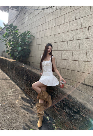 white A-line dress 02