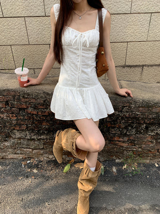 white A-line dress 02