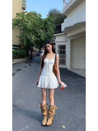 white A-line dress 02