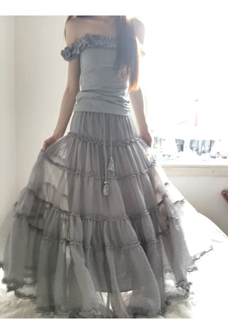 gray gauze dress