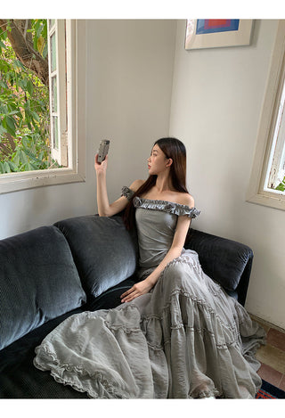 gray gauze dress