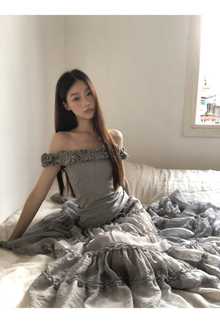 gray gauze dress