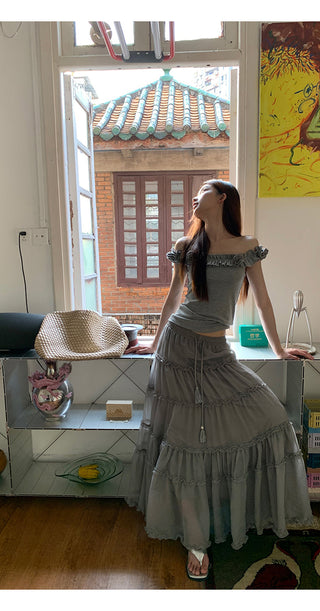 gray gauze dress