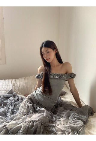 gray gauze dress