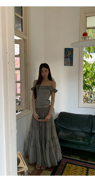gray gauze dress
