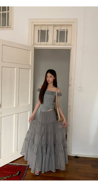 gray gauze dress