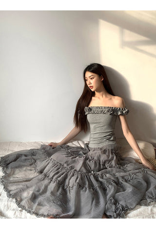 gray gauze dress