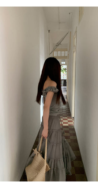 gray gauze dress