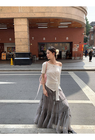 gray gauze dress