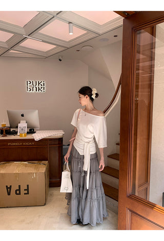 gray gauze dress