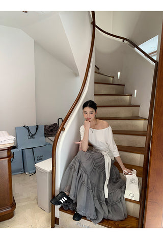gray gauze dress