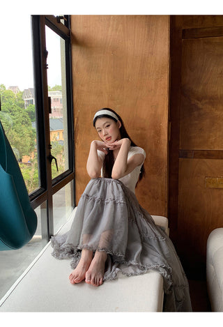 gray gauze dress