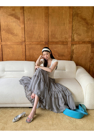 gray gauze dress