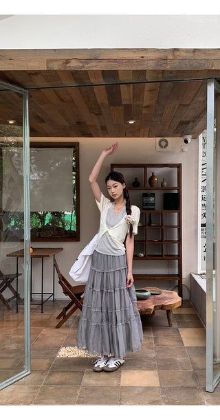 gray gauze dress