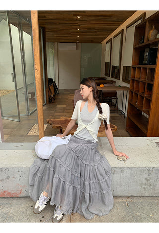 gray gauze dress