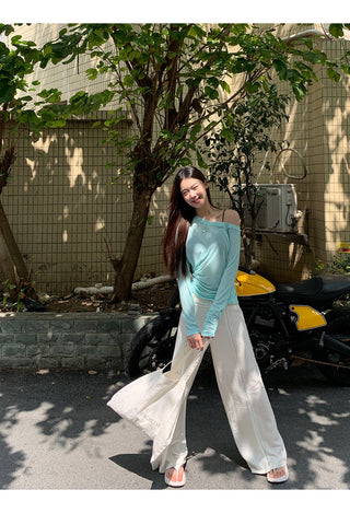 white slim blouse