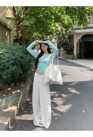 white slim blouse