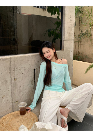 white slim blouse