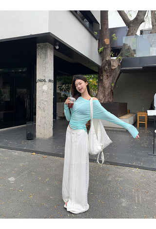 white slim blouse