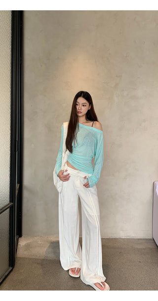 white slim blouse