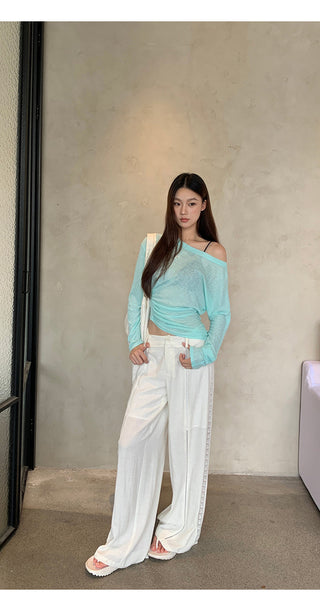 white slim blouse
