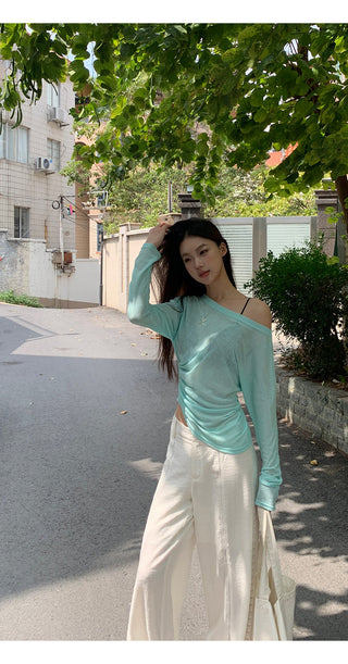 white slim blouse