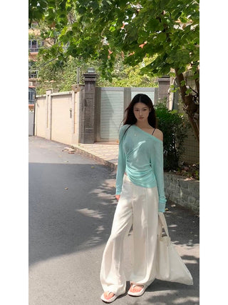 white slim blouse