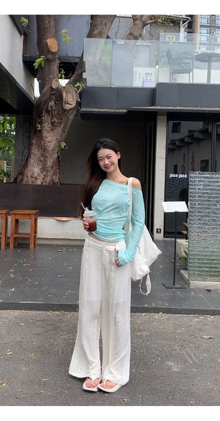 white slim blouse