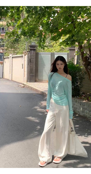 white slim blouse