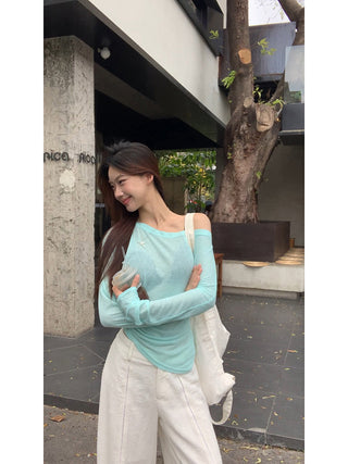 white slim blouse