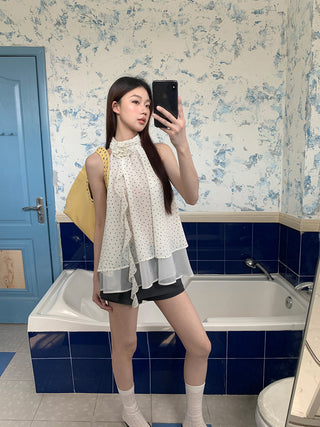 white polka camisole