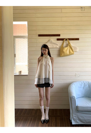 white polka camisole