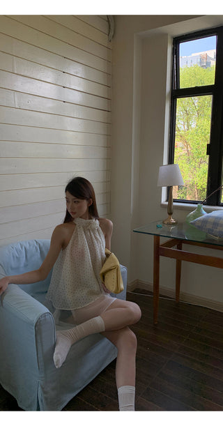 white polka camisole