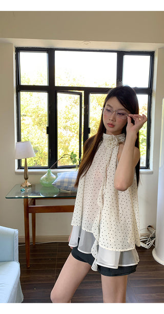 white polka camisole